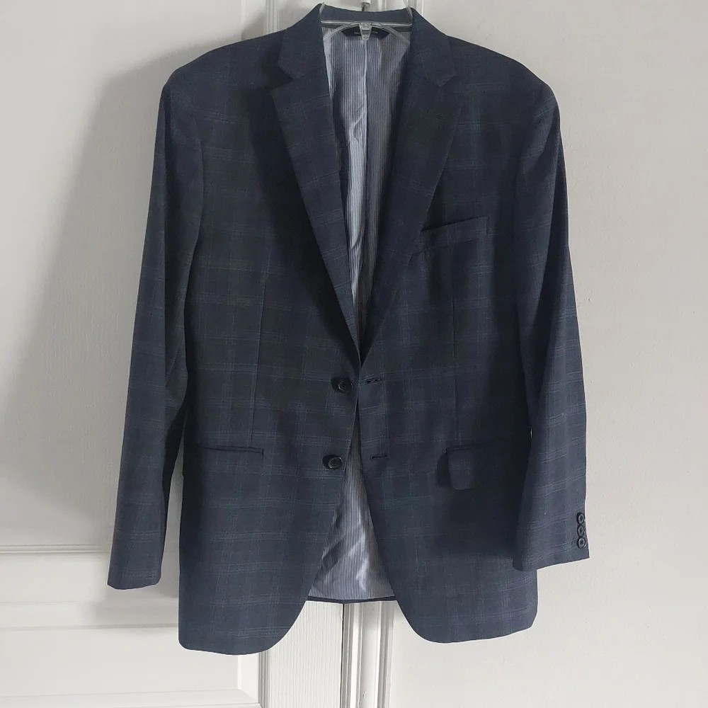 Banana Republic Blazer Sport Coat Size 38R Tailored Fit Plaid Two Button Wool